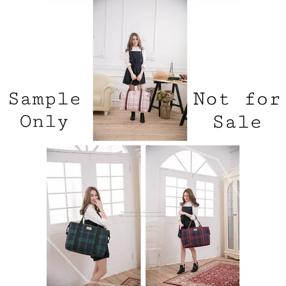 Waterproof Plaid Extra Large Travel Tote Luggage Weekender Duffel Trolley Sleeve - Picture 7 of 10